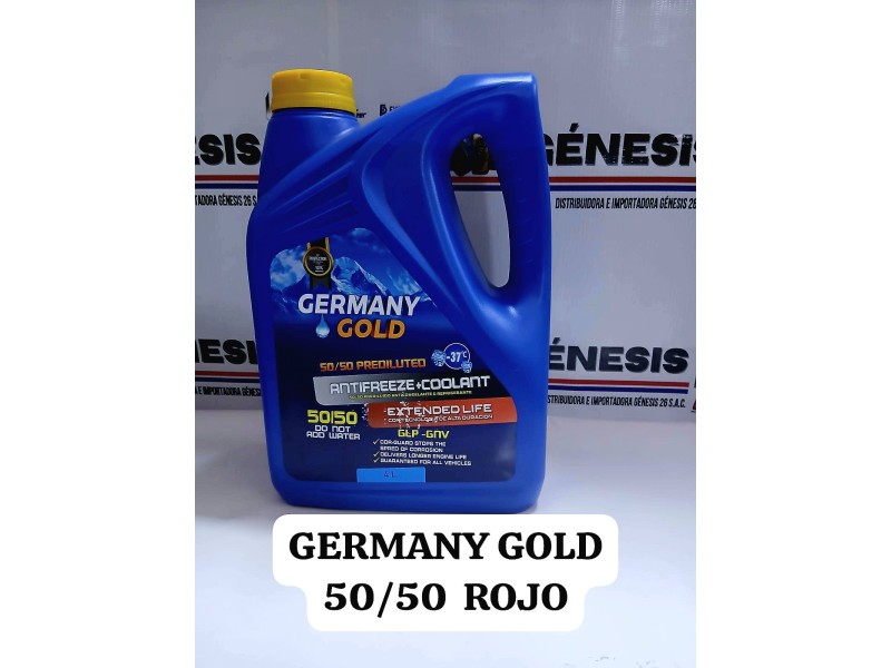 REFRIGERANTE ANTICONGELANTE 50/50 GERMANY GOLD GNV / GLP (COLOR ROJO)