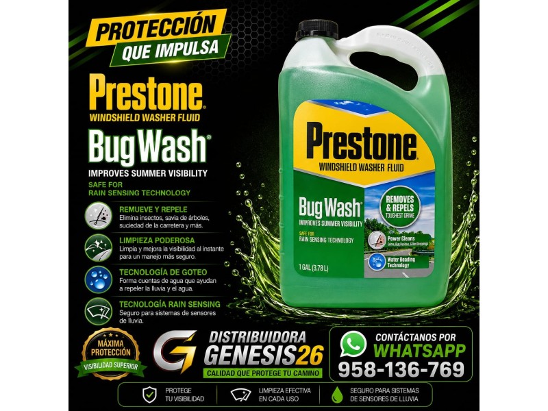 LIMPIA PARABRISAS BUG WASH 1GL PRESTONE (VERDE)