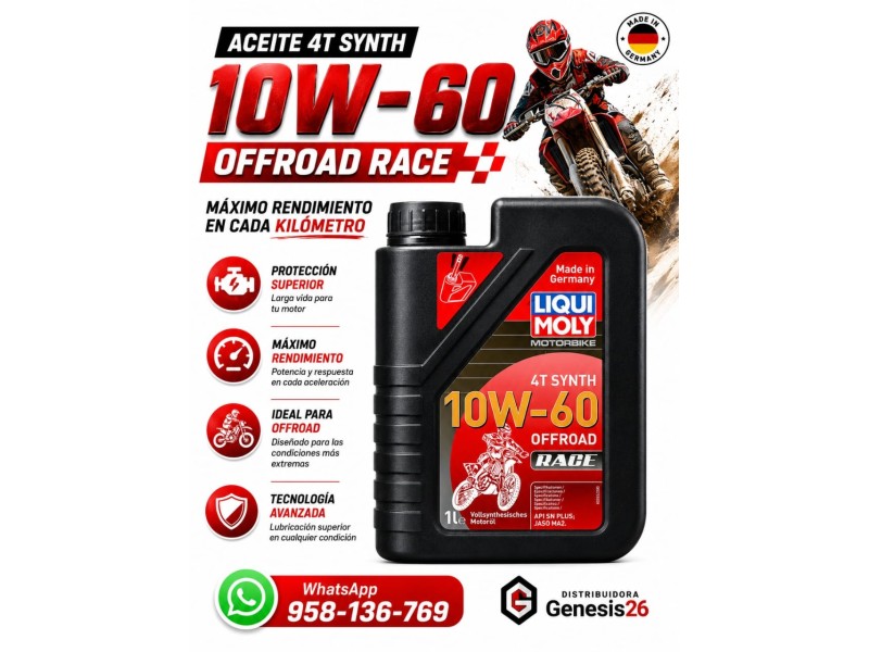 ACEITE 10W60 4T SYNTH MOTORBIKE OFFROAD RACE LIQUI MOLY / ACEITE DE MOTO 1LT
