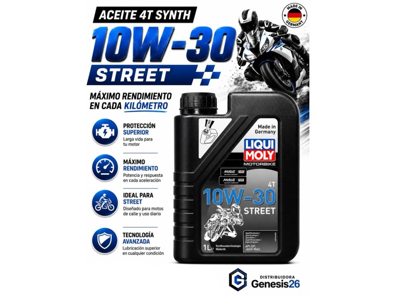 ACEITE MOTORBIKE 10W30 4T STREET LIQUI MOLY / ACEITE DE MOTO 1LT (LM2526)