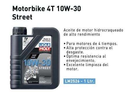 ACEITE MOTORBIKE 10W30 4T STREET LIQUI MOLY / ACEITE DE MOTO 1LT (LM2526)