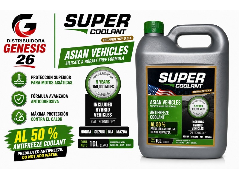 REFRIGERANTE 50% ASIAN GREEN SUPER COOLANT 1GL VERDE
