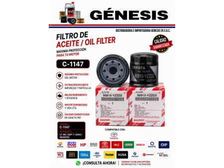 FILTRO DE ACEITE 90915-YZZD2 GP TOYOTA IMPORTADO