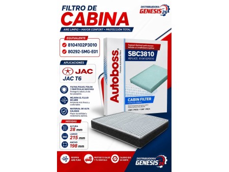 FILTRO DE A/CONDICIONADO SBC3810 AUTOBOSS
