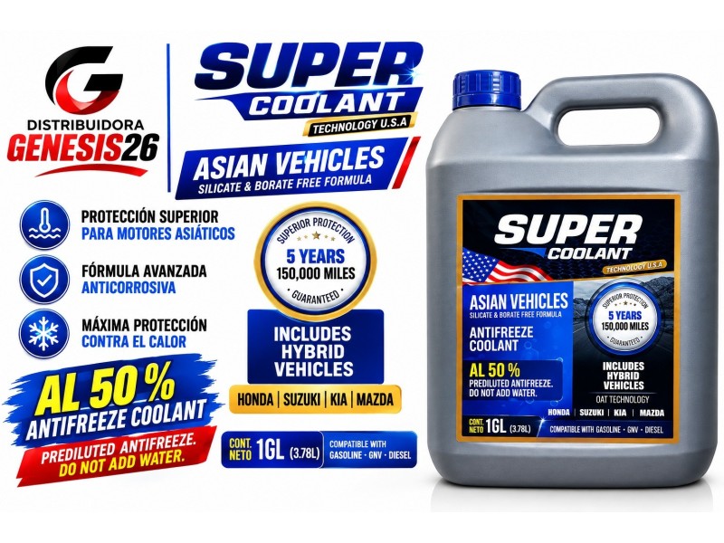 REFRIGERANTE 50% ASIAN BLUE SUPER COOLANT 1GL AZÚL