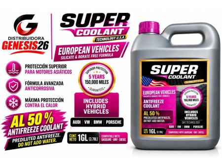 REFRIGERANTE 50% EUROPA PINK SUPER COOLANT 1GL ROSADO