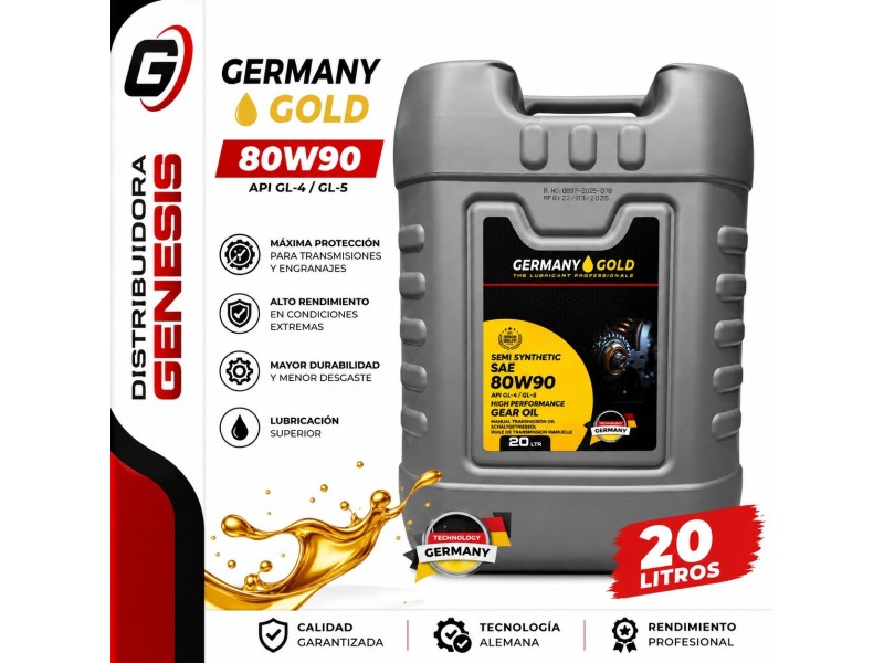 ACEITE SAE 80W90 SEMI SYNTHETIC API GL5 GERMANY GOLD BALDE
