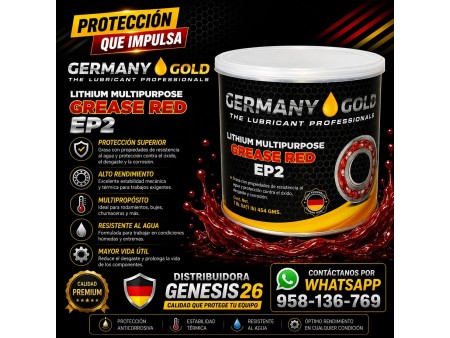 GRASA RED LITHIUM MULTIPURPOSE EP2 GERMANY GOLD (454 GMS) ROJO