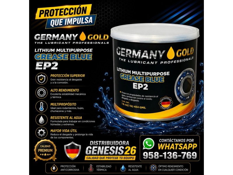 GRASA BLUE LITHIUM MULTIPURPOSE EP2 GERMANY GOLD (12 X 454 GMS) AZUL